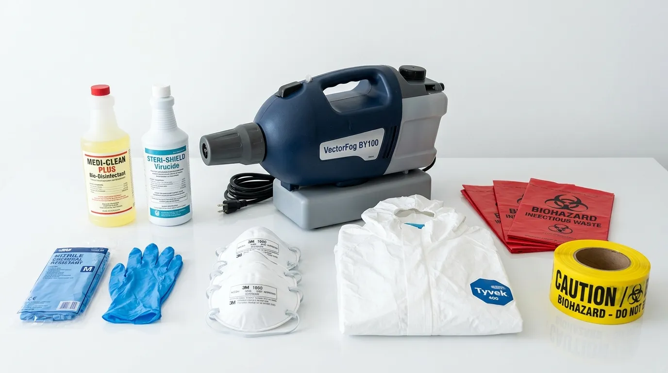 Professional biohazard remediation crew working in Itasca